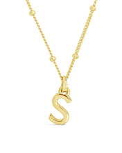 Load image into Gallery viewer, Sterling Silver Initial Necklace with Beaded Chain
