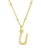 Load image into Gallery viewer, Sterling Silver Initial Necklace with Beaded Chain