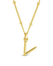 Load image into Gallery viewer, Sterling Silver Initial Necklace with Beaded Chain