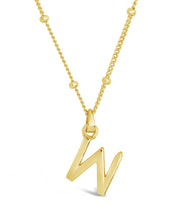 Load image into Gallery viewer, Sterling Silver Initial Necklace with Beaded Chain