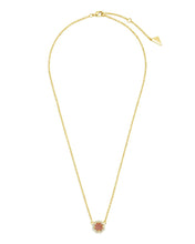 Load image into Gallery viewer, CZ Bezel Rose Petal Pendant Necklace