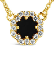 Load image into Gallery viewer, CZ Bezel Rose Petal Pendant Necklace