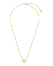 Load image into Gallery viewer, CZ Bezel Rose Petal Pendant Necklace