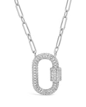 Load image into Gallery viewer, Pave CZ Carabiner Lock Necklace