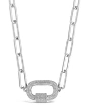 Load image into Gallery viewer, Pave CZ Carabiner Linked Lock Necklace