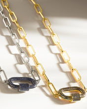 Load image into Gallery viewer, Pave CZ Carabiner Linked Lock Necklace