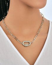 Load image into Gallery viewer, Pave CZ Carabiner Linked Lock Necklace