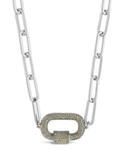 Load image into Gallery viewer, Pave CZ Carabiner Linked Lock Necklace