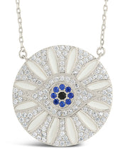Load image into Gallery viewer, CZ Evil Eye & Enamel Petal Pendant Necklace