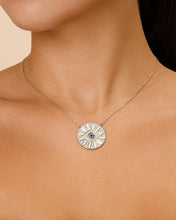 Load image into Gallery viewer, CZ Evil Eye & Enamel Petal Pendant Necklace