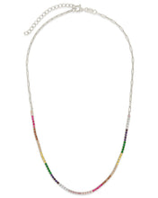 Load image into Gallery viewer, Maria Chain & Rainbow CZ Tennis Necklace