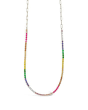 Load image into Gallery viewer, Maria Chain & Rainbow CZ Tennis Necklace
