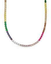 Load image into Gallery viewer, Maria Chain & Rainbow CZ Tennis Necklace