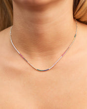 Load image into Gallery viewer, Maria Chain & Rainbow CZ Tennis Necklace