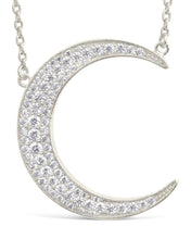 Load image into Gallery viewer, Stationed CZ Crescent Pendant Necklace