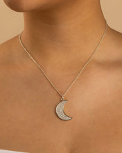 Load image into Gallery viewer, Pave CZ Moon Crescent Pendant