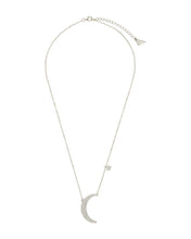 Load image into Gallery viewer, Sterling Silver CZ Crescent & Star Charm Necklace