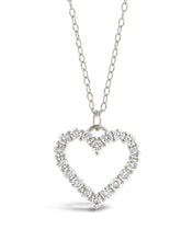Load image into Gallery viewer, Sterling Silver Cubic Zirconia Outline Heart Pendant Necklace