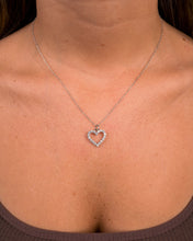 Load image into Gallery viewer, Sterling Silver Cubic Zirconia Outline Heart Pendant Necklace
