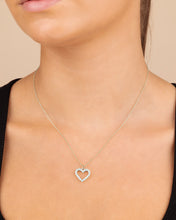 Load image into Gallery viewer, Sterling Silver Cubic Zirconia Outline Heart Pendant Necklace