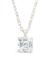 Load image into Gallery viewer, Sterling Silver Asscher Prong Set Pendant
