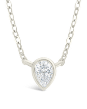 Load image into Gallery viewer, Sterling Silver Pear Bezel Set Pendant