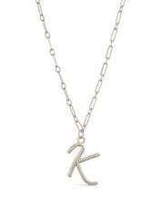 Load image into Gallery viewer, Textured Initial Charm Pendant Necklace