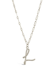 Load image into Gallery viewer, Textured Initial Charm Pendant Necklace
