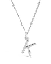 Load image into Gallery viewer, Sterling Silver Initial Necklace with Beaded Chain
