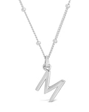 Load image into Gallery viewer, Sterling Silver Initial Necklace with Beaded Chain