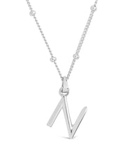 Load image into Gallery viewer, Sterling Silver Initial Necklace with Beaded Chain