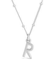 Load image into Gallery viewer, Sterling Silver Initial Necklace with Beaded Chain