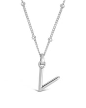 Load image into Gallery viewer, Sterling Silver Initial Necklace with Beaded Chain