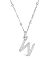 Load image into Gallery viewer, Sterling Silver Initial Necklace with Beaded Chain