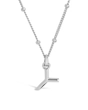 Load image into Gallery viewer, Sterling Silver Initial Necklace with Beaded Chain