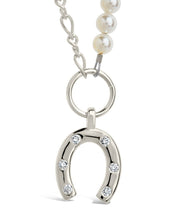 Load image into Gallery viewer, Elva Pearl CZ Horseshoe Necklace