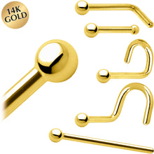 Load image into Gallery viewer, Solid 14K Yellow Gold 1.5mm Ball Nose Ring