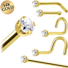 Load image into Gallery viewer, Solid 14K Yellow Gold 1.5mm Genuine Diamond Nose Ring