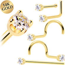 Load image into Gallery viewer, Solid 14K Yellow Gold 2mm Genuine Diamond Nose Ring