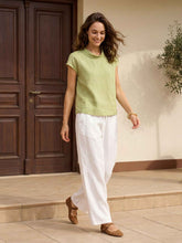 Load image into Gallery viewer, 100% Linen Cap Sleeve Soft-Fold Collar Top YVONNE