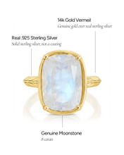 Load image into Gallery viewer, Sterling Silver Elongated Cushion Moonstone Cocktail Ring