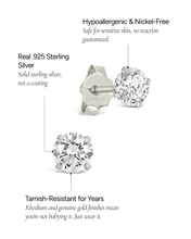 Load image into Gallery viewer, Sterling Silver 4mm CZ Stud Earrings