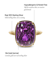 Load image into Gallery viewer, Sterling Silver Elongated Cushion Amethyst CZ Cocktail Ring