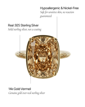 Load image into Gallery viewer, Sterling Silver Elongated Cushion Champagne CZ Cocktail Ring