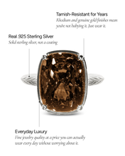 Load image into Gallery viewer, Sterling Silver Elongated Cushion Chocolate CZ Cocktail Ring