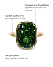 Load image into Gallery viewer, Sterling Silver Elongated Cushion Emerald CZ Cocktail Ring