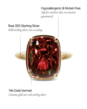 Load image into Gallery viewer, Sterling Silver Elongated Cushion Garnet CZ Cocktail Ring