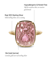 Load image into Gallery viewer, Sterling Silver Elongated Cushion Pink Sapphire CZ Cocktail Ring