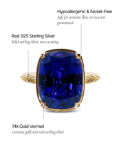 Load image into Gallery viewer, Sterling Silver Elongated Cushion Sapphire CZ Cocktail Ring