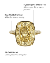 Load image into Gallery viewer, Sterling Silver Elongated Cushion Light Yellow CZ Cocktail Ring